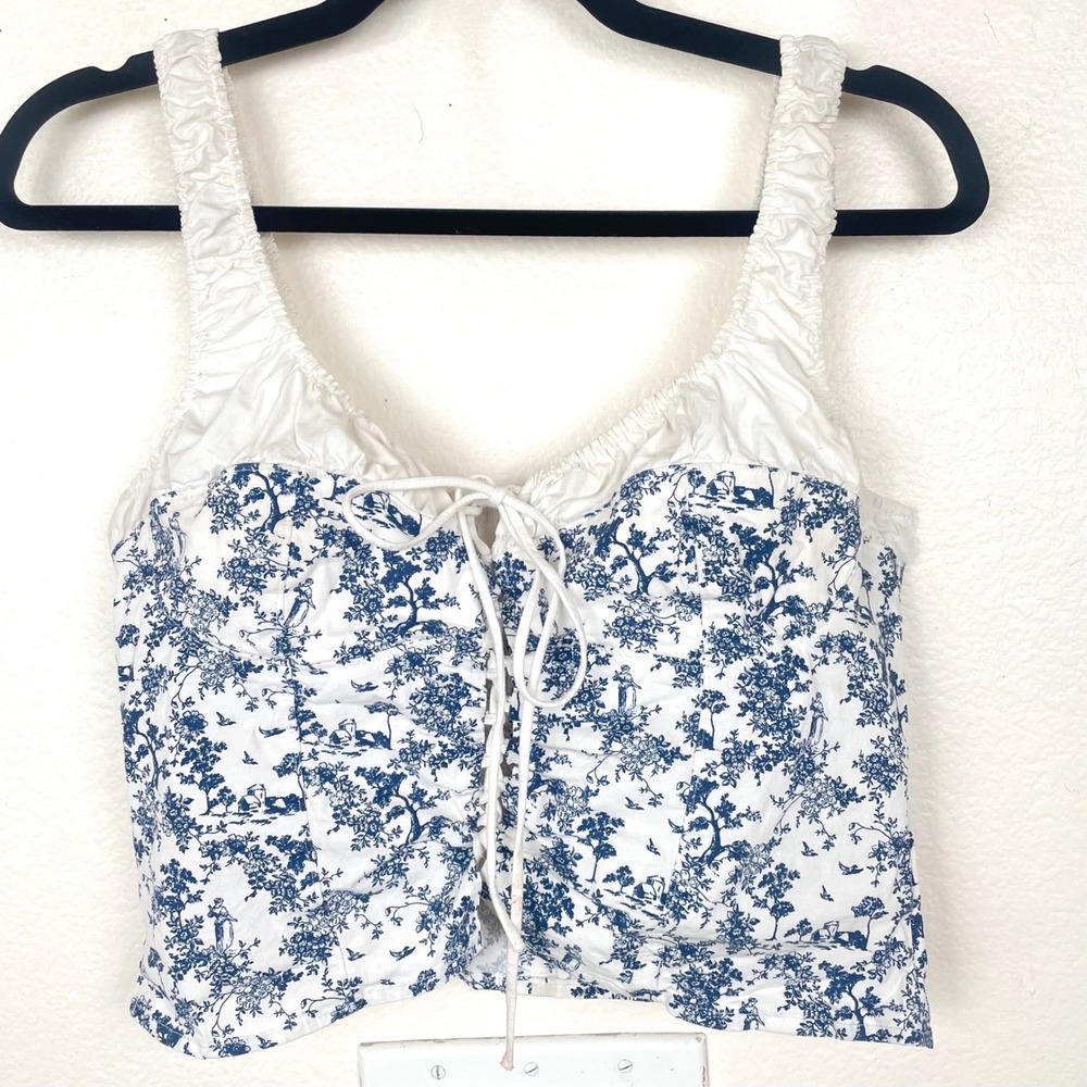 Womens Top Sz M Corset Lace Up Regency Fairy Whimsigoth Cottage Coquette Boho